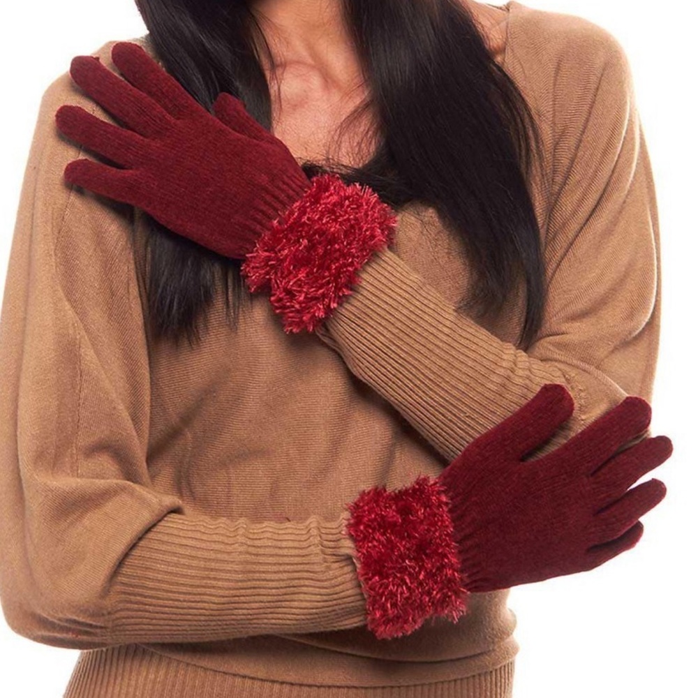 Winter Break Chenille Gloves with Fluffy Cuff